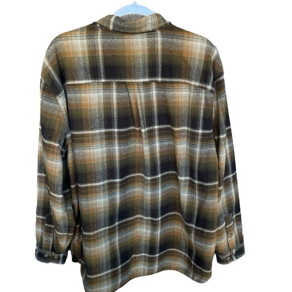 Rugged Elements Flannel Shirt Mens Extra Large XL Brown Plaid Lined Button Up - Picture 2 of 13